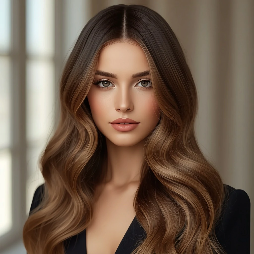 سامبره طبیعی روی موهای قهوهای